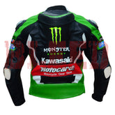 Kawasaki Ninja Motorbike Leather Biker Jacket Back View